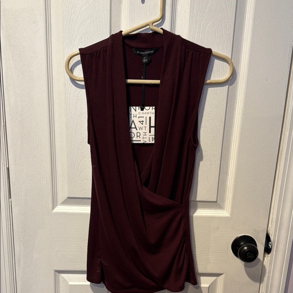 Women’s Sleeveless Drape Top - Burgundy
